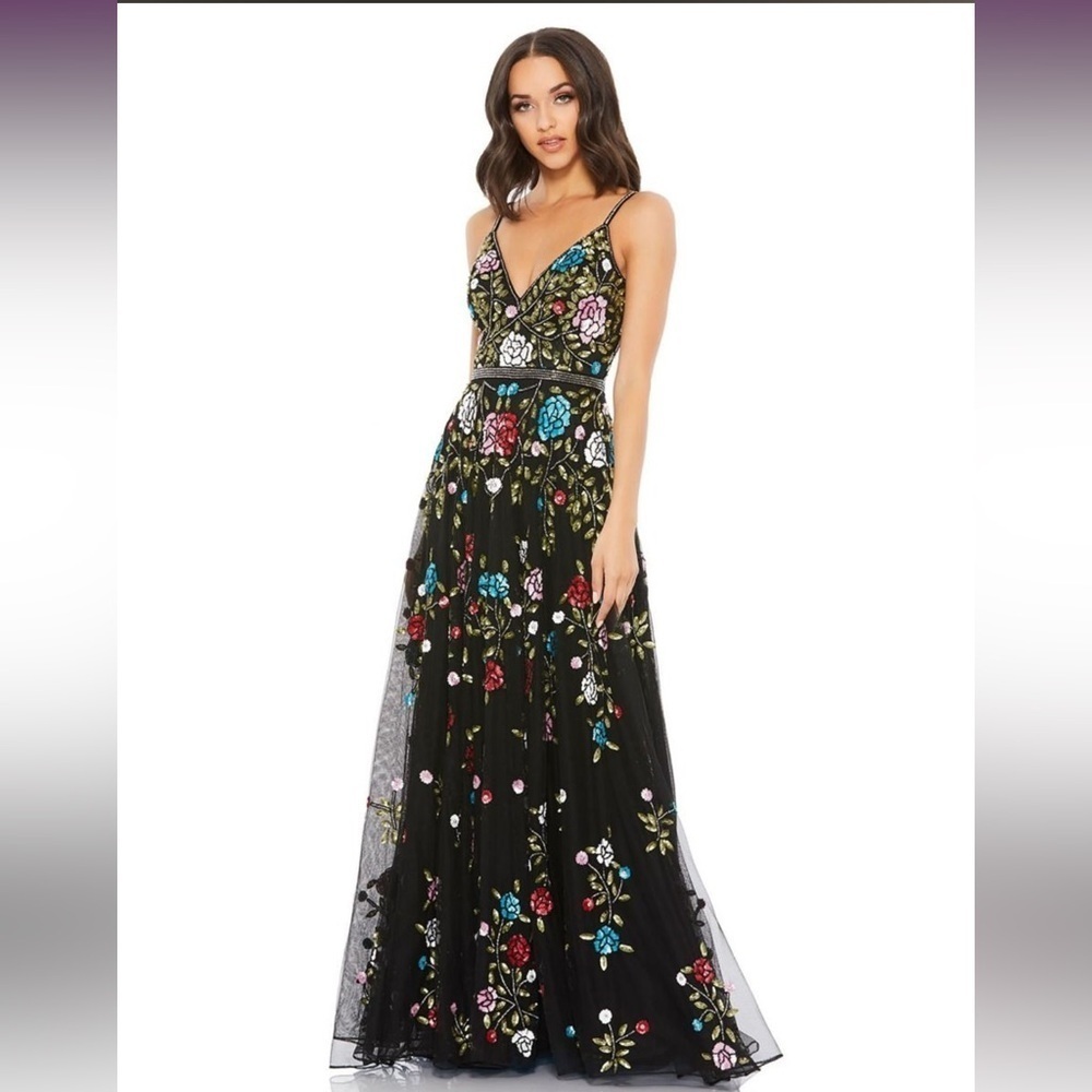 Mac Duggal 5400 Nwt Spaghetti Strap Floral Dress